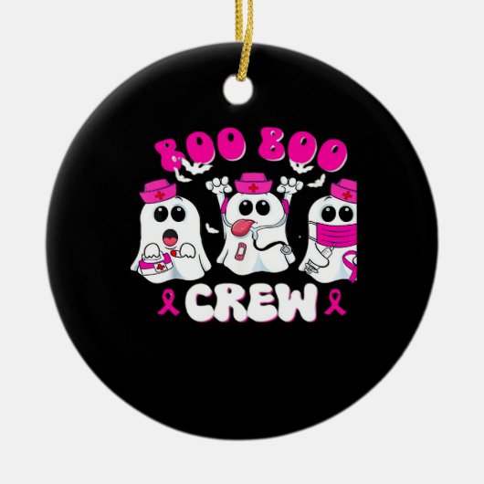 Boo Boo Crew Nurse Halloween Costume Ghost Breast  セラミックオーナメント (正面)