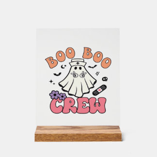 Boo Boo Crew Nurse Halloween Ghost Funny Classic T アクリルサイン