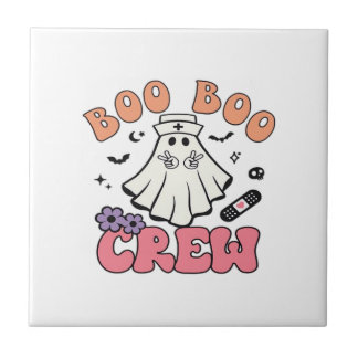 Boo Boo Crew Nurse Halloween Ghost Funny Classic T タイル