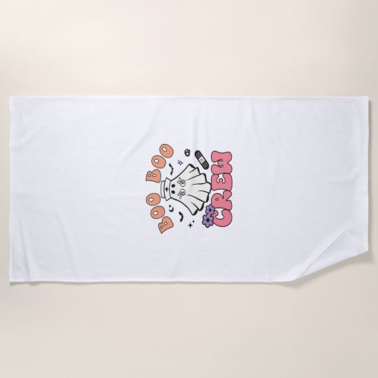 Boo Boo Crew Nurse Halloween Ghost Funny Classic T ビーチタオル (正面)