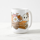 Boo & Books Adorable Ghost Reading Fall Design コーヒーマグカップ (正面右)