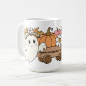 Boo & Books Adorable Ghost Reading Fall Design コーヒーマグカップ (正面左)