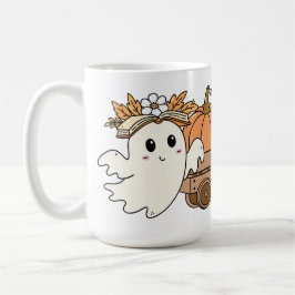 Boo & Books Adorable Ghost Reading Fall Design コーヒーマグカップ