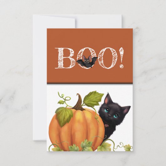 Boo Cat Halloween Flat Card サンキューカード (正面)