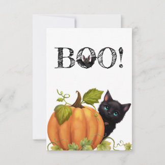 Boo Cat Halloween Flat Card サンキューカード