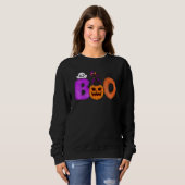 Boo Cat Pumpkin Halloween Ghost Costume Leopard スウェットシャツ (正面フル)