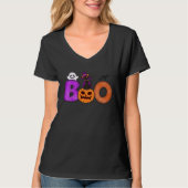 Boo Cat Pumpkin Halloween Ghost Costume Leopard Tシャツ (正面)