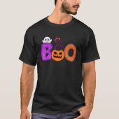 Boo Cat Pumpkin Halloween Ghost Costume Leopard Tシャツ (正面)
