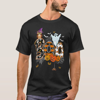 Boo Creepy Owl Pumpkin Ghost  Halloween Costume Tシャツ