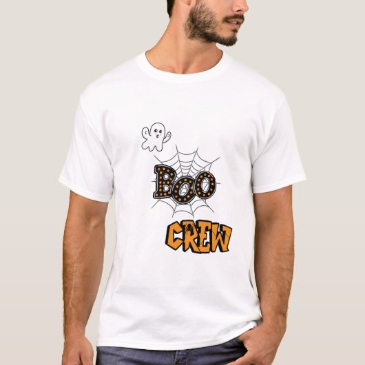 Boo Crewハロウィンシャツ – 幽霊&スパイダーウェブ Tシャツ (正面)
