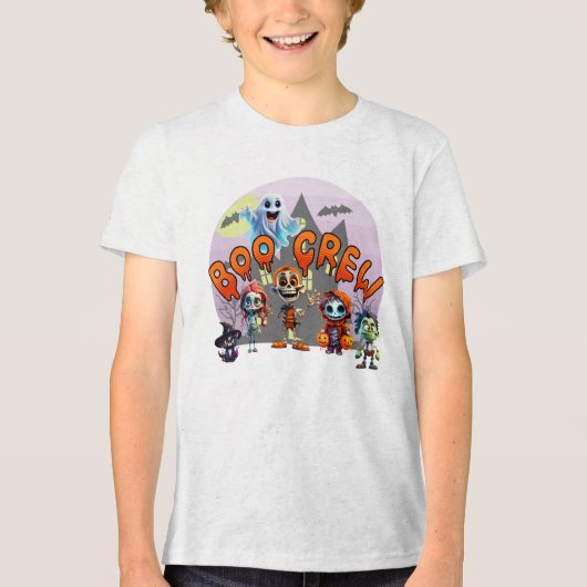 Boo CrewハロウィーンTシャツ – Cute 不気味 Squad Des トライブレンドTシャツ (正面)