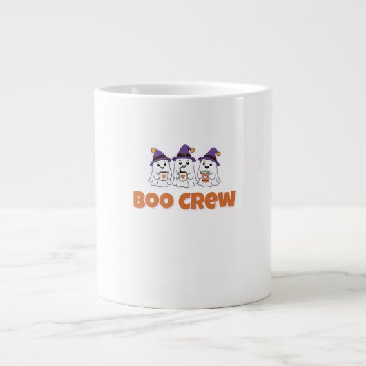 Boo Crew - かわいいハロウィンガーストデザイン ジャンボコーヒーマグカップ (正面)