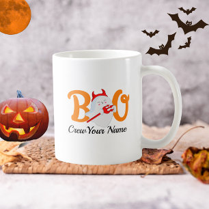 Boo Crew オレンジ ハロウィン ファミリー オリジナルプリント コーヒーマグカップ