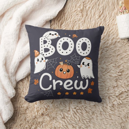 Boo Crew Cute Halloween Ghosts and Pumpkin クッション (ブランケット)