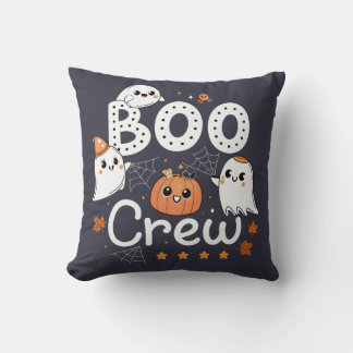 Boo Crew Cute Halloween Ghosts and Pumpkin クッション