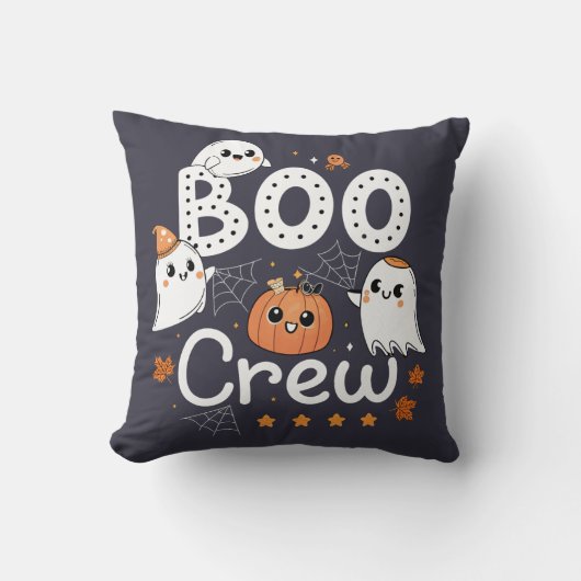 Boo Crew Cute Halloween Ghosts and Pumpkin クッション (正面)