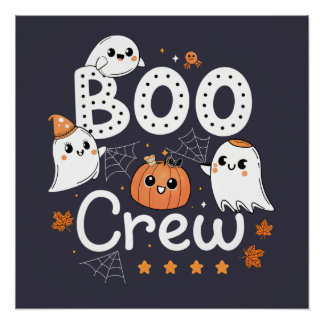 Boo Crew Cute Halloween Ghosts and Pumpkin ポスター