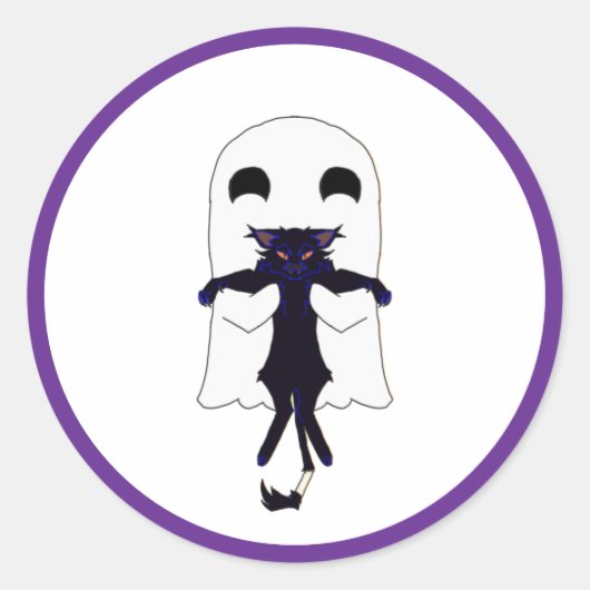 Boo Crew Ghost & Scraggly Black Cat Sticker Sheet  ラウンドシール (正面)