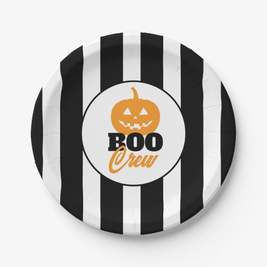 Boo Crew Jack O Lantern Halloween Party ペーパープレート (正面)