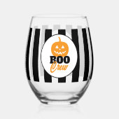 Boo Crew Jack O Lantern Personalized Halloween ステムなしワイングラス (正面)