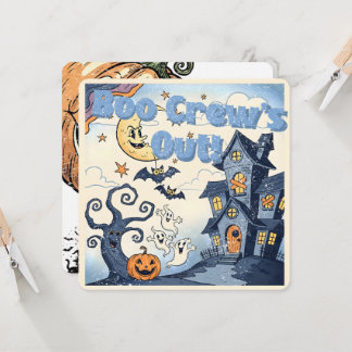 Boo Crew’s Out! Vintage Halloween Illustration 招待状