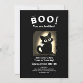 Boo Cute Black Cat Halloween Party Invitation 招待状 (正面)