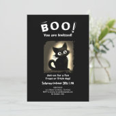 Boo Cute Black Cat Halloween Party Invitation 招待状 (スタンド正面)