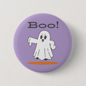 Boo! Cute Ghost Funny Halloween Button 缶バッジ (正面)