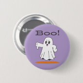 Boo! Cute Ghost Funny Halloween Button 缶バッジ (正面&裏面)
