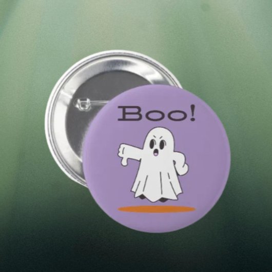 Boo! Cute Ghost Funny Halloween Button 缶バッジ
