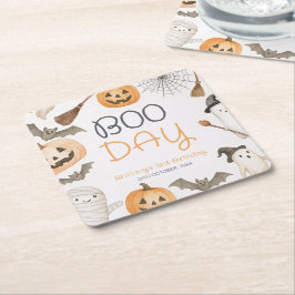 Boo Day Spooky Halloween Birthday スクエアペーパーコースター