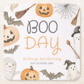 Boo Day Spooky Halloween Birthday スクエアペーパーコースター (正面)