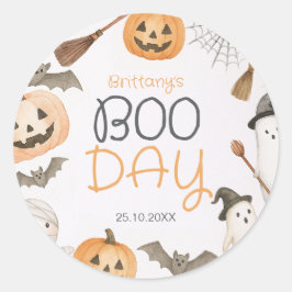 Boo Day Spooky Halloween Birthday ラウンドシール