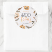 Boo Day Spooky Halloween Birthday ラウンドシール (バッグ)