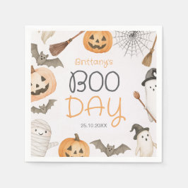 Boo Day Spooky Halloween Birthday Napkins スタンダードカクテルナプキン
