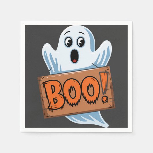 Boo Fantôme d'halloween スタンダードカクテルナプキン (正面)