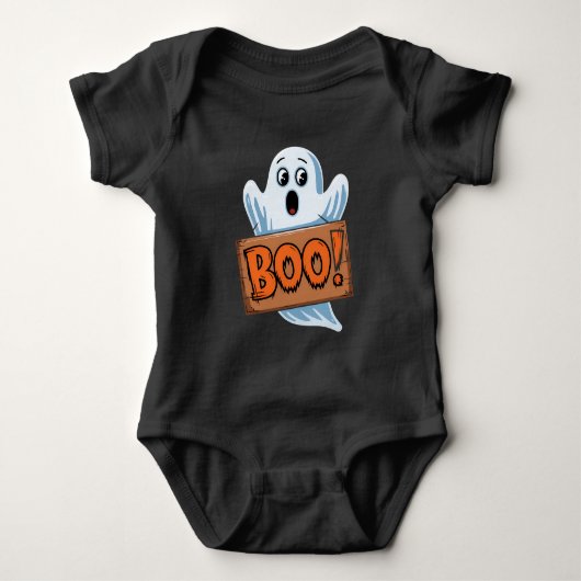 Boo Fantôme d'halloween ベビーボディスーツ (正面)