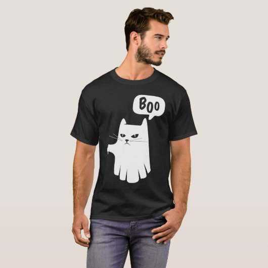 Boo Ghost Cat Disapprove Disapproval Halloween 202 Tシャツ (正面フル)