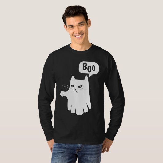 Boo Ghost Cat Disapprove Disapproval Halloween 202 Tシャツ (正面フル)