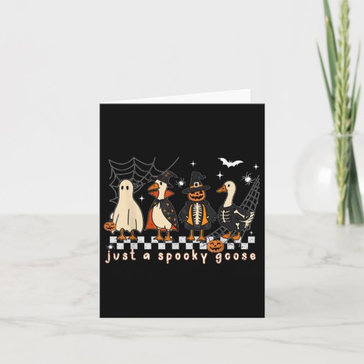 Boo Ghost Goose Halloween Spooky Goose Fall Skelet カード (正面)