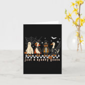 Boo Ghost Goose Halloween Spooky Goose Fall Skelet カード (黄色い花)