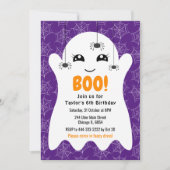 Boo Ghost Halloween Birthday Costume Party Purple 招待状 (正面)
