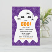 Boo Ghost Halloween Birthday Costume Party Purple 招待状 (スタンド正面)