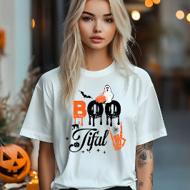 BOO Ghost Halloween T-Shirt | Cute Spooky Pumpkin トライブレンドＴシャツ