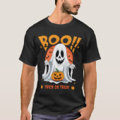 Boo! Ghost Halloween Trick or Treat Tシャツ (正面)