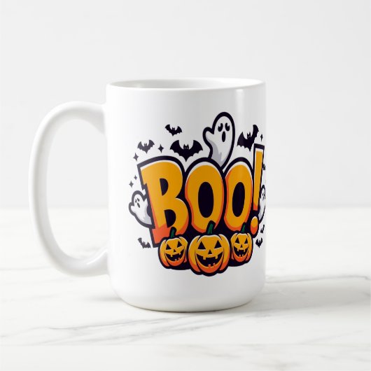 Boo ghosts halloween  コーヒーマグカップ (左)