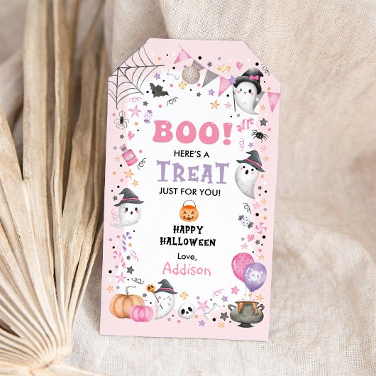 BOO! Girly Halloween Birthday Girl Party Treat ギフトタグ