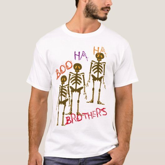 BOO HA HAハロウィンシャツのスケルトン兄弟Tシャツ Tシャツ (正面)