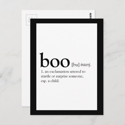 Boo Halloweenカードの辞書定義 ポストカード (正面/裏面)