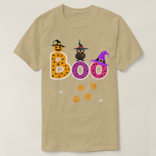 Boo Halloween Costume Spiders, Ghosts, Pumkin & Wi Tシャツ (デザイン正面)